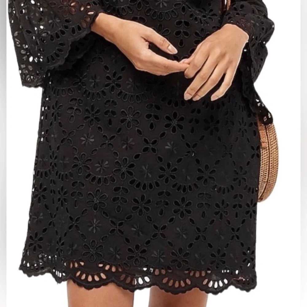 J. Crew Bell Sleeve Black Eyelet Dress NWT